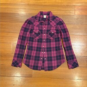 Levi’s Flannel Plaid Snap Button Down Shirt, Size S